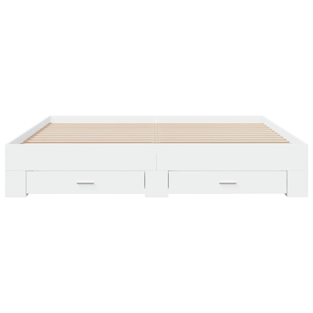 Bed Frame with Drawers without Mattress White 183x203 cm King