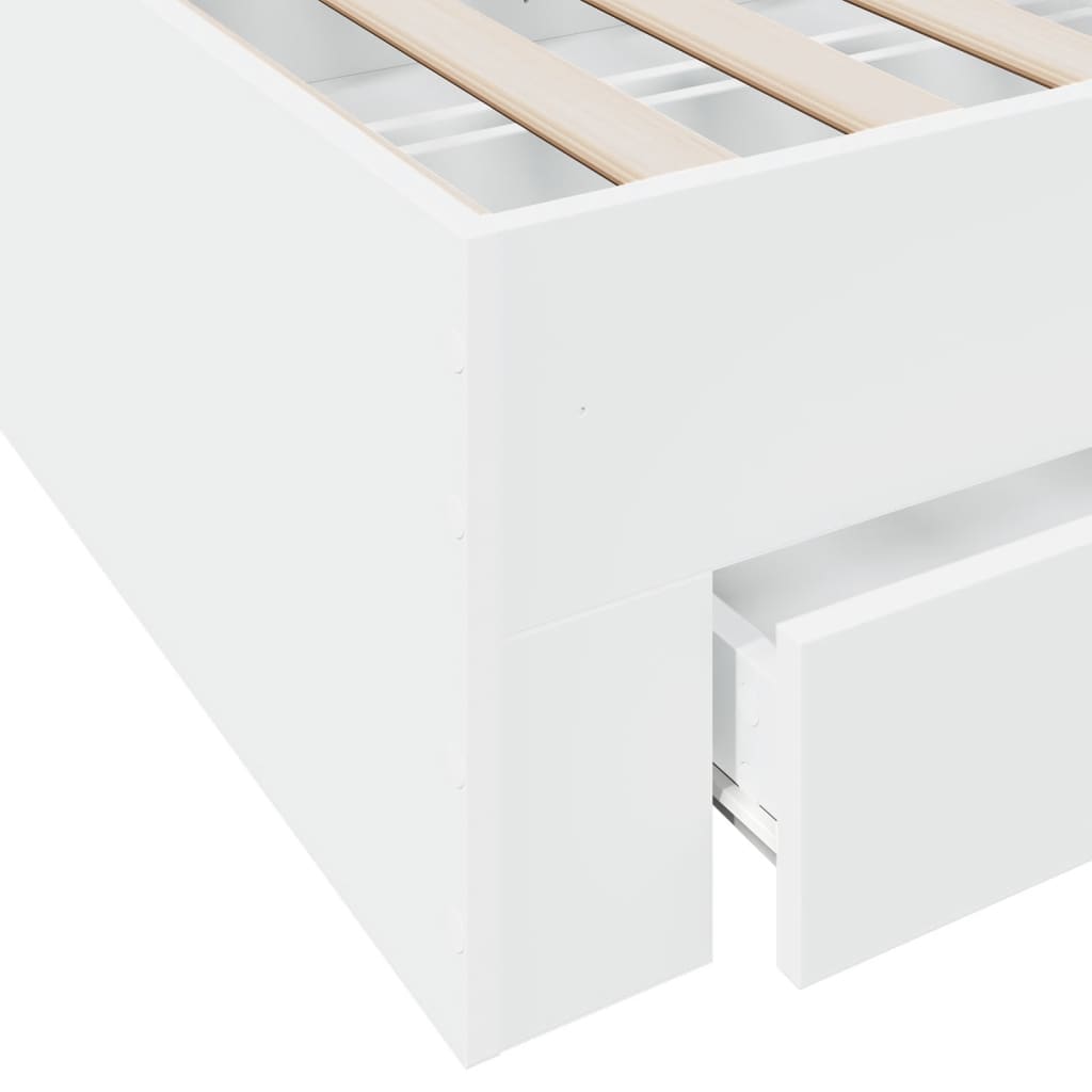 Bed Frame with Drawers without Mattress White 183x203 cm King