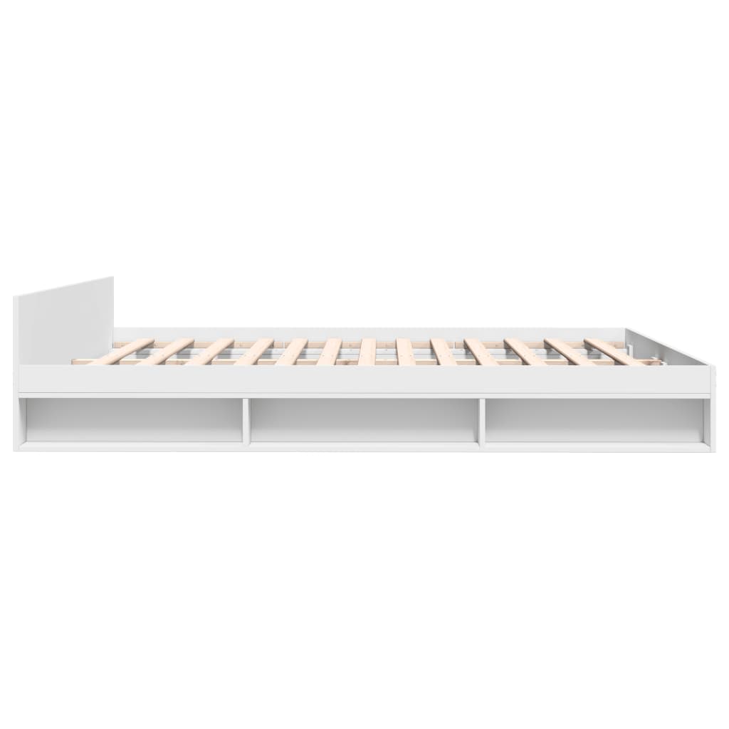 Bed Frame with Drawers without Mattress White 183x203 cm King