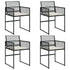 Garden Chairs with Cushions 4 pcs Black Poly Rattan