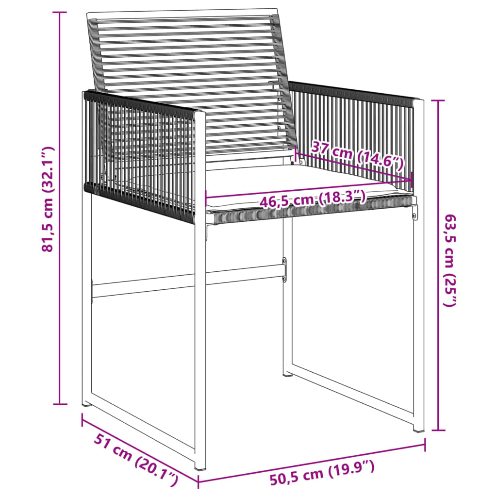 Garden Chairs with Cushions 4 pcs Black Poly Rattan