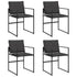 Garden Chairs with Cushions 4 pcs Black Steel and Textilene