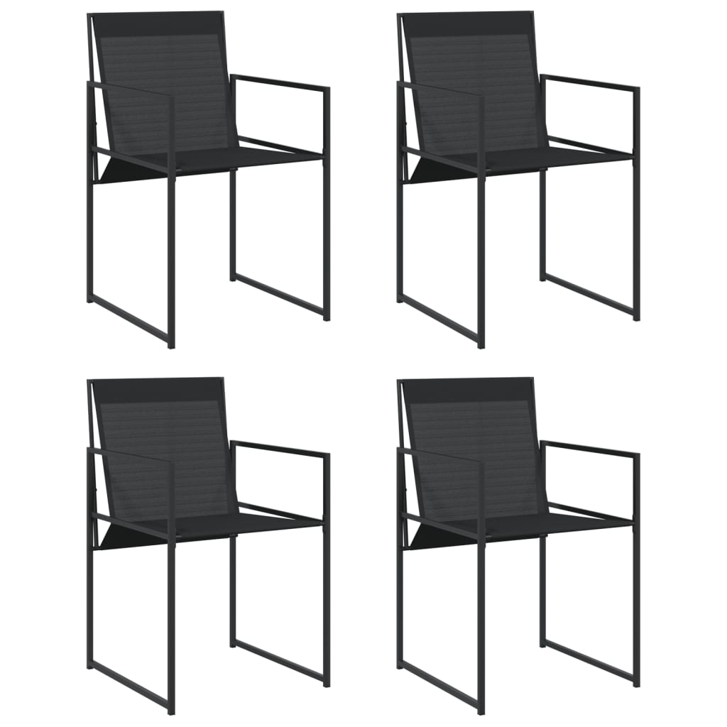 Garden Chairs 4 pcs Black Steel and Textilene