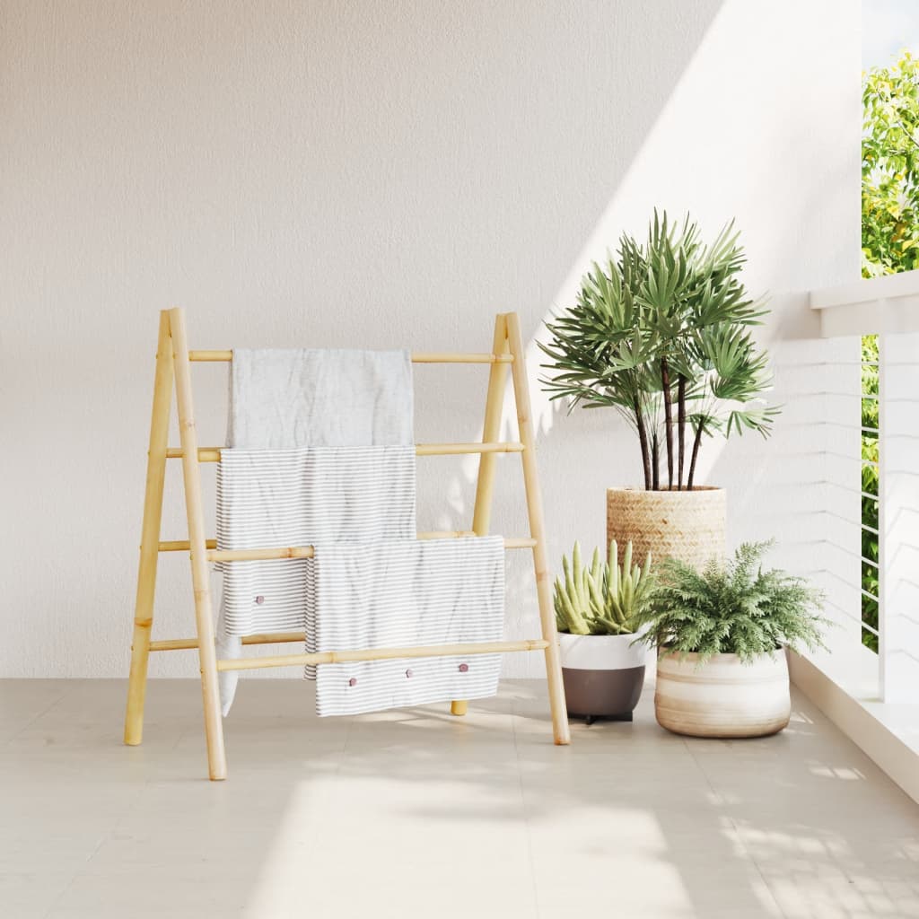Double Towel Ladder with 4 Rungs 90x50x100 cm Bamboo