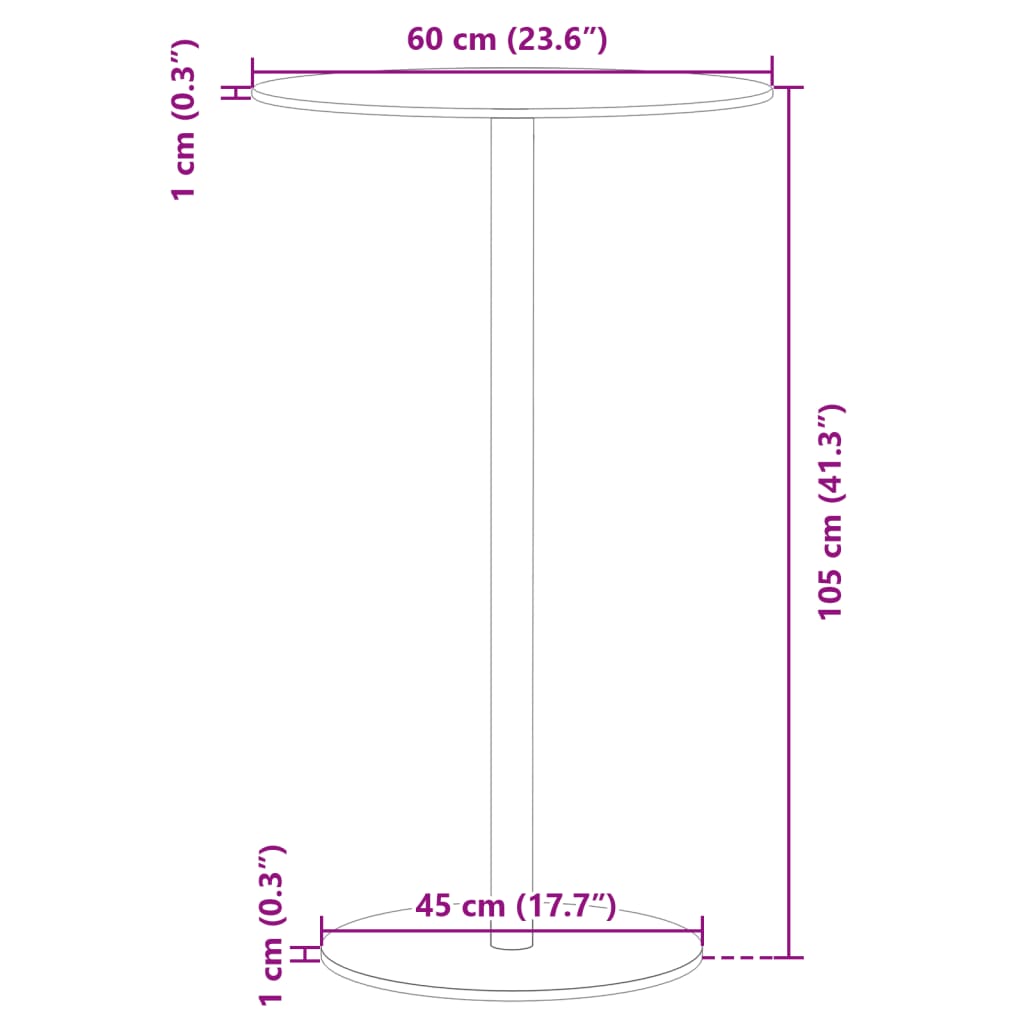 Garden Table Round Black Ø60x105 cm Steel