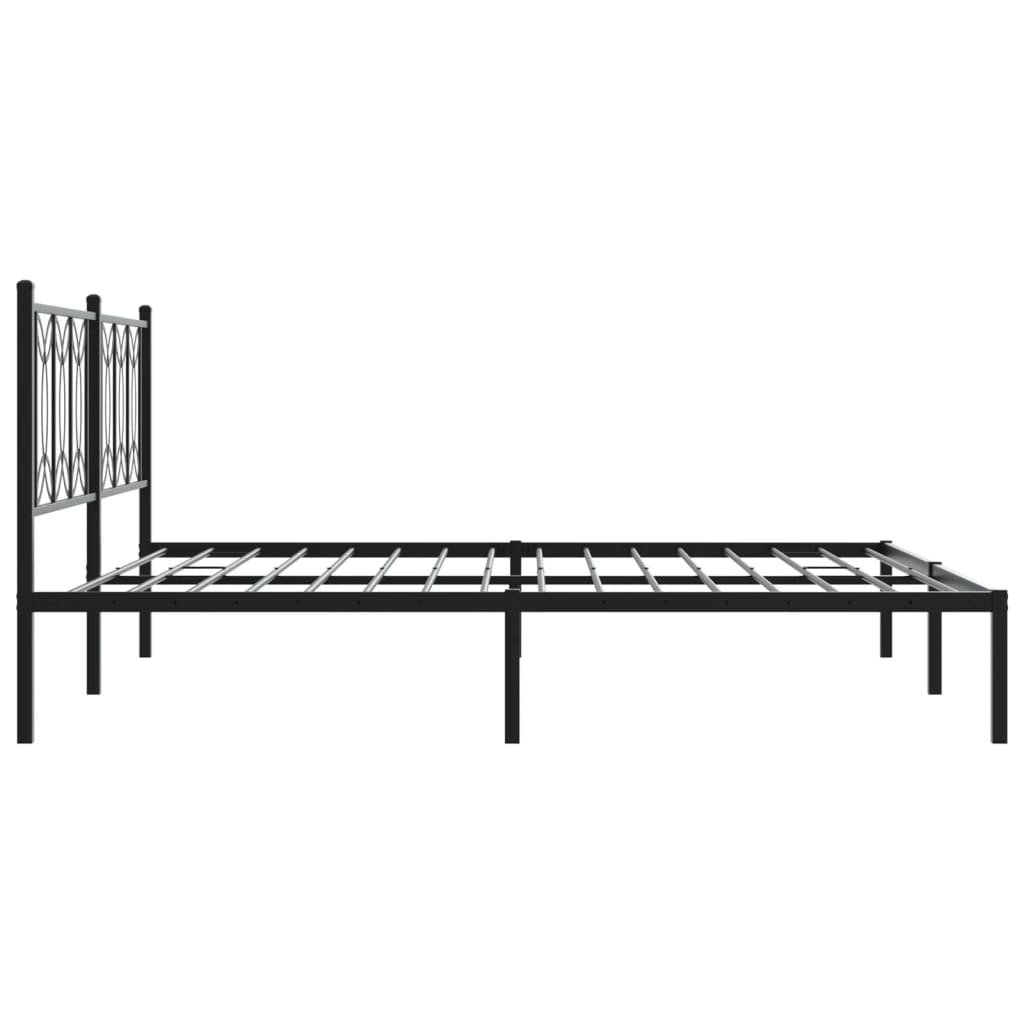 Metal Bed Frame without Mattress with Headboard Black 183x203 cm King