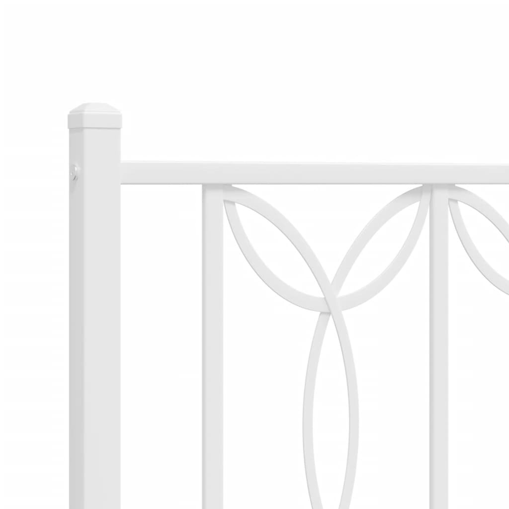 Metal Bed Frame without Mattress with Headboard White 183x203 cm King