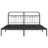 Metal Bed Frame without Mattress with Headboard Black 183x203 cm King