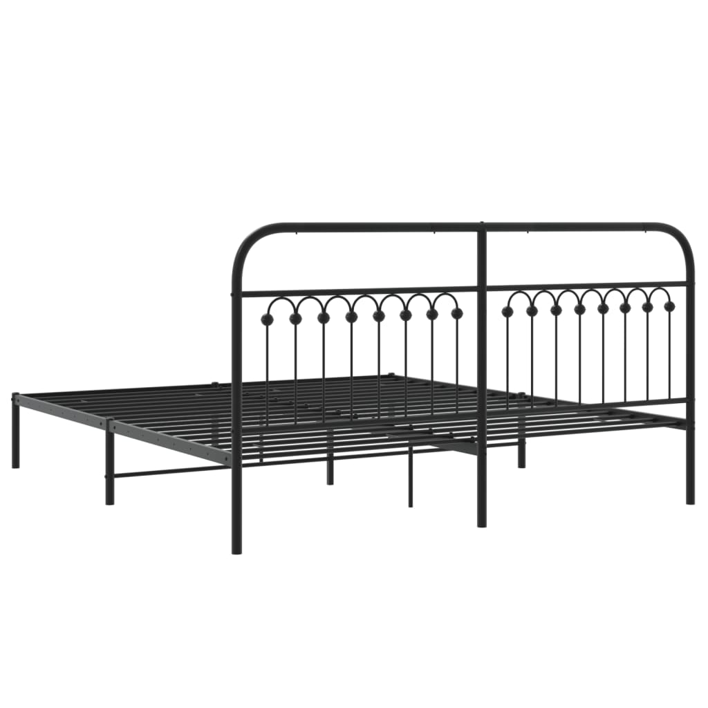 Metal Bed Frame without Mattress with Headboard Black 183x203 cm King