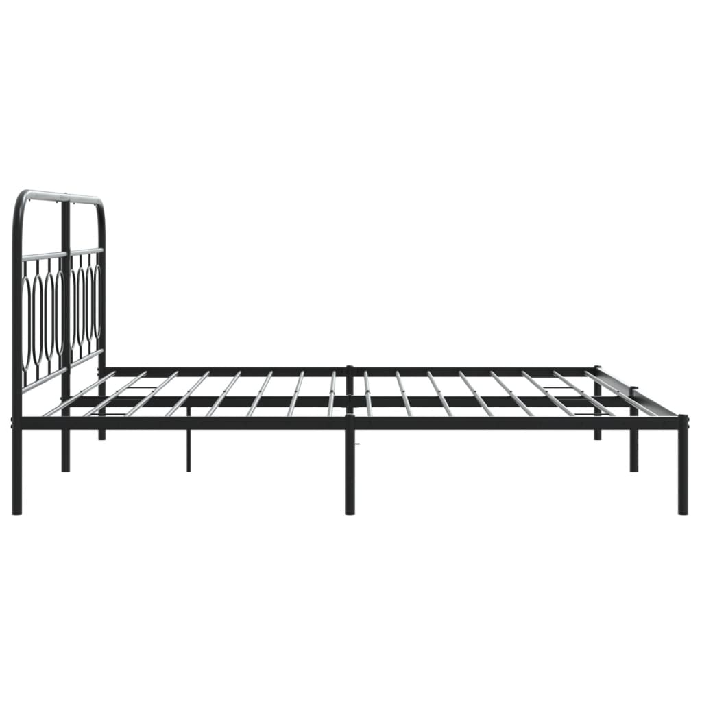 Metal Bed Frame without Mattress with Headboard Black 183x203 cm King