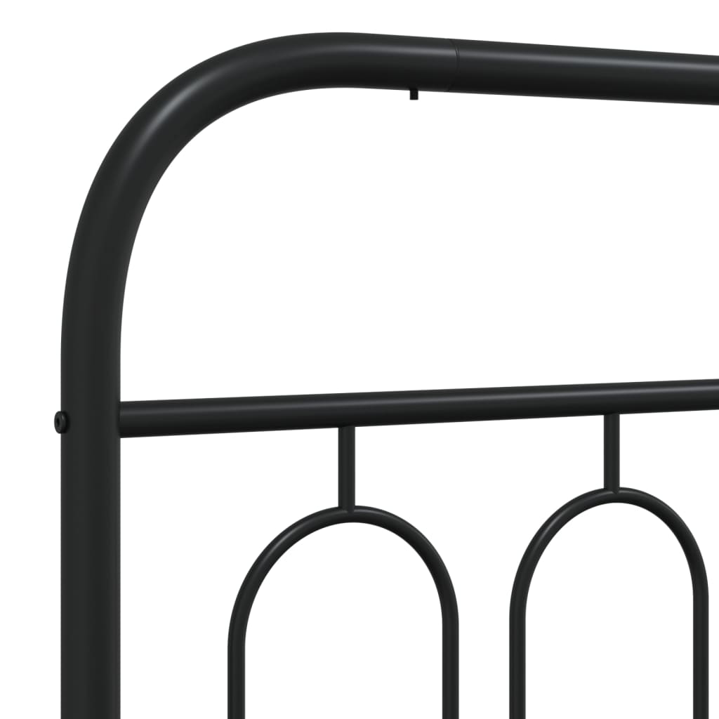 Metal Bed Frame without Mattress with Headboard Black 183x203 cm King