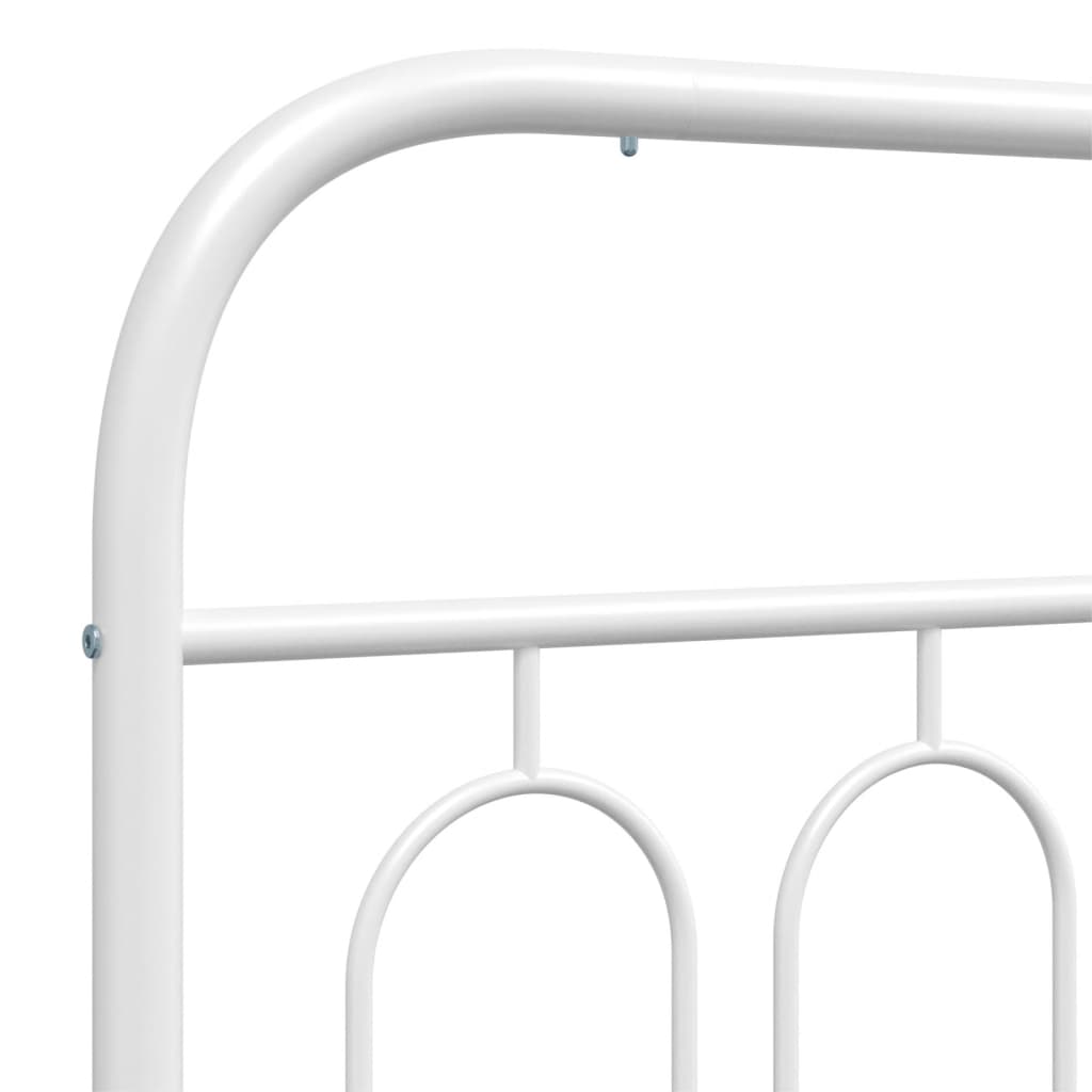 Metal Bed Frame without Mattress with Headboard White 183x203 cm King