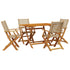 5 Piece Garden Dining Set Beige Poly Rattan and Solid Wood