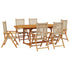 7 Piece Garden Dining Set Beige Poly Rattan and Solid Wood