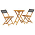 3 Piece Bistro Set Black Poly Rattan and Solid Wood