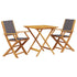 3 Piece Bistro Set Anthracite Fabric and Solid Wood