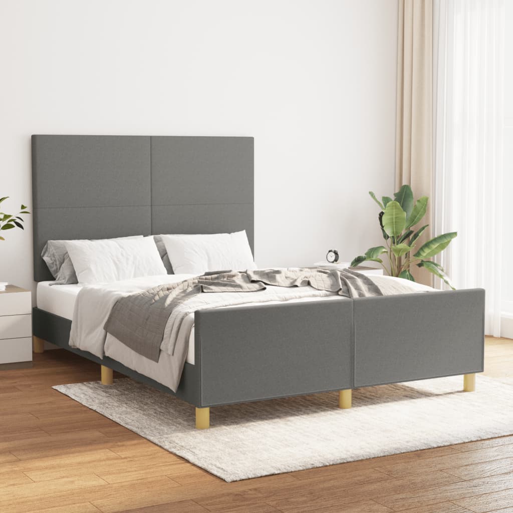 Bed Frame without Mattress Dark Grey 137x187 cm Double Fabric