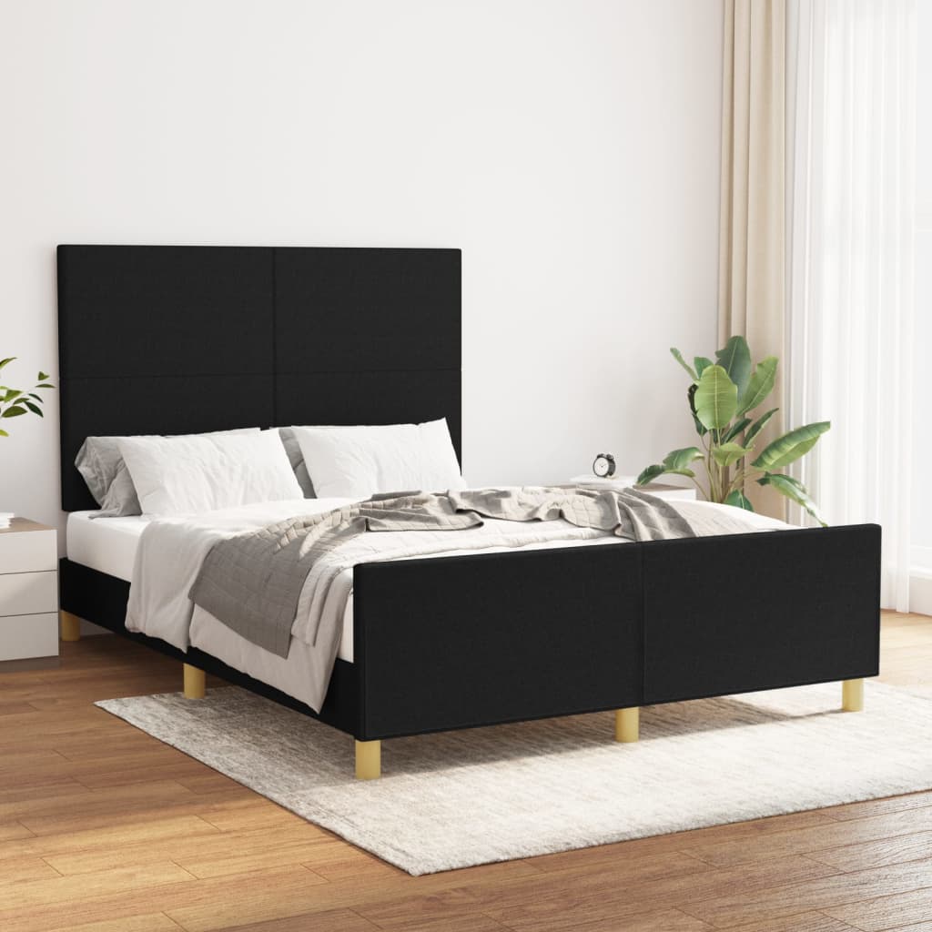 Bed Frame without Mattress Black 137x187 cm Double Fabric