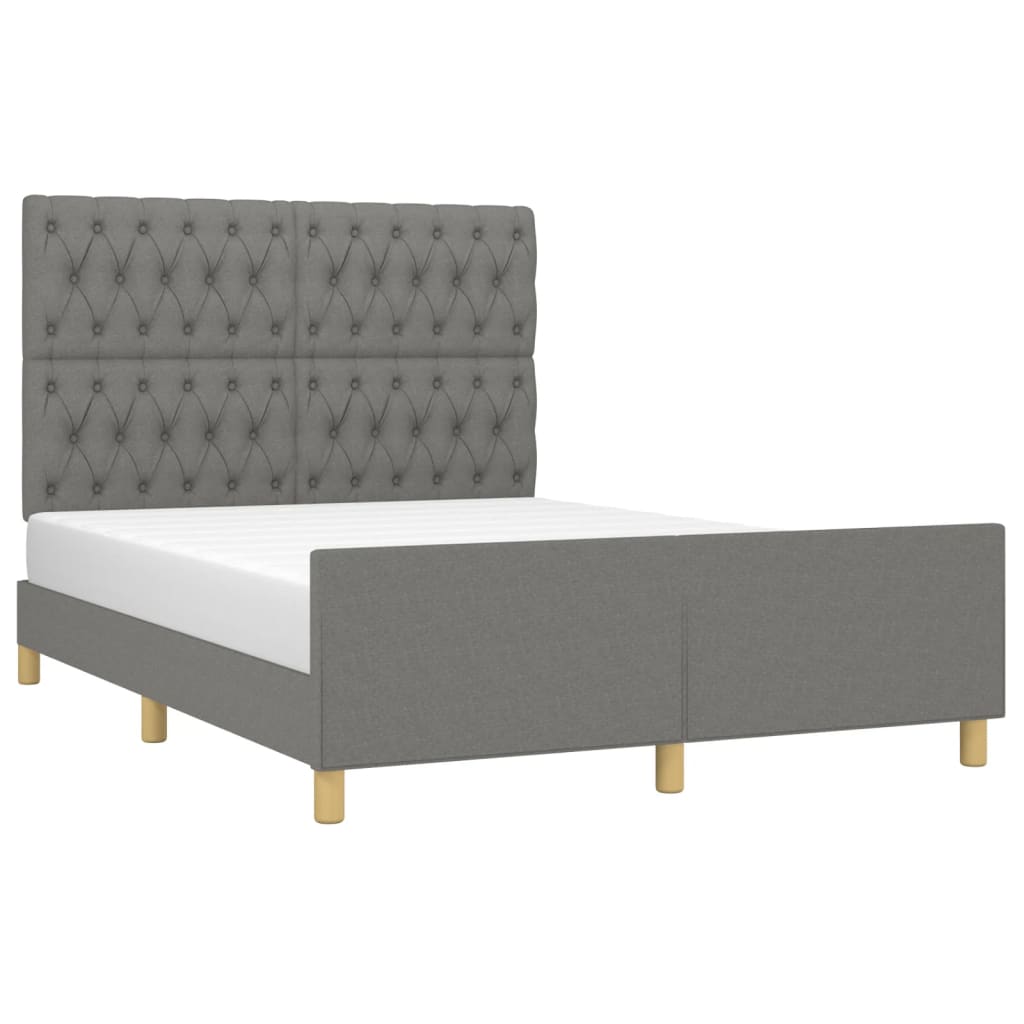 Bed Frame without Mattress Dark Grey 137x187 cm Double Fabric