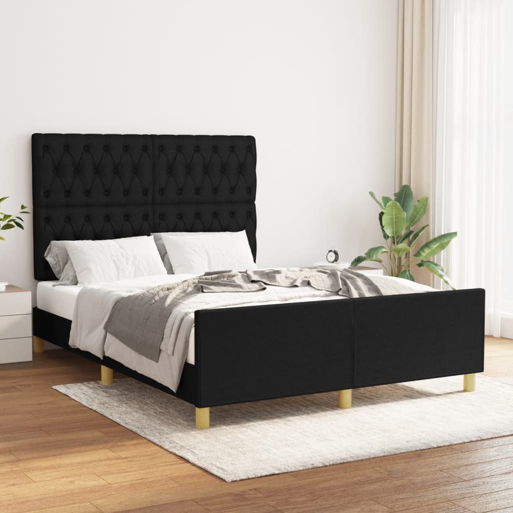 Bed Frame without Mattress Black 137x187 cm Double Fabric