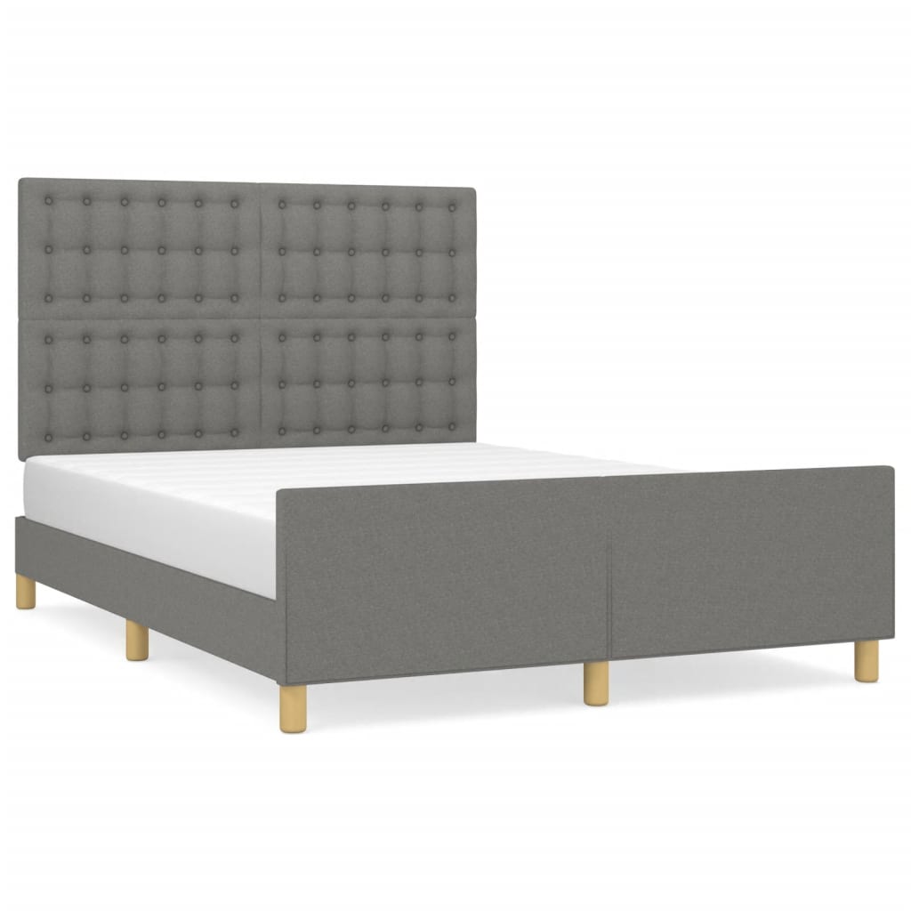 Bed Frame without Mattress Dark Grey 137x187 cm Double Fabric