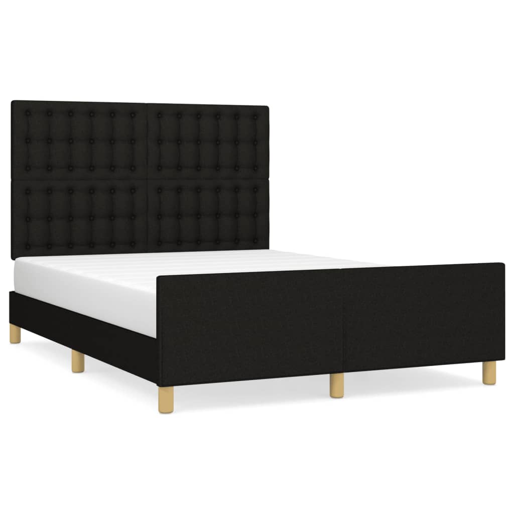 Bed Frame without Mattress Black 137x187 cm Double Fabric