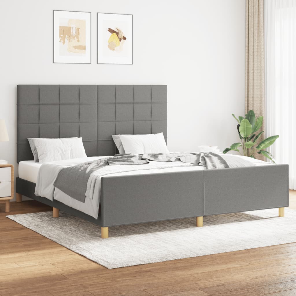 Bed Frame without Mattress Dark Grey 152x203 cm Queen Fabric