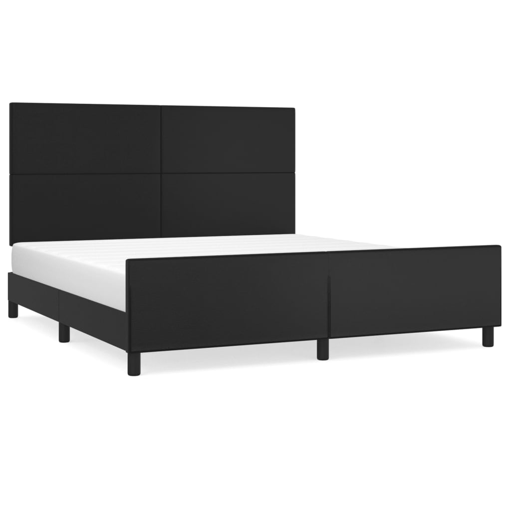 Bed Frame without Mattress Black 152x203 cm Queen Faux Leather