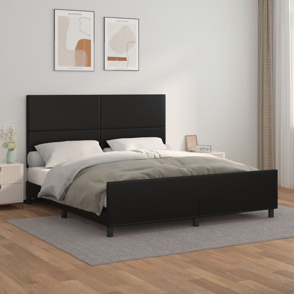 Bed Frame without Mattress Black 152x203 cm Queen Faux Leather