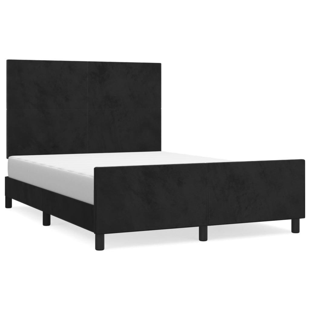 Bed Frame without Mattress Black 137x187 cm Double Velvet