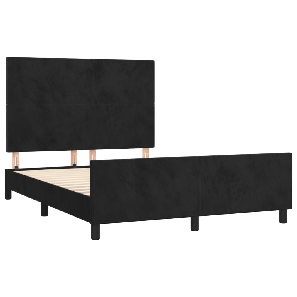 Bed Frame without Mattress Black 137x187 cm Double Velvet