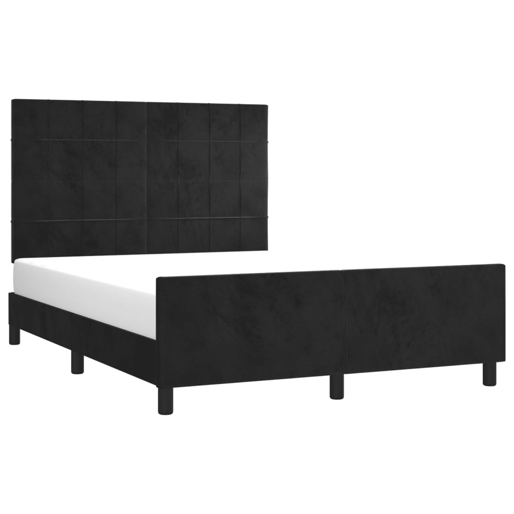 Bed Frame without Mattress Black 137x187 cm Double Velvet