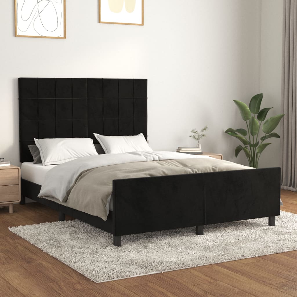 Bed Frame without Mattress Black 137x187 cm Double Velvet