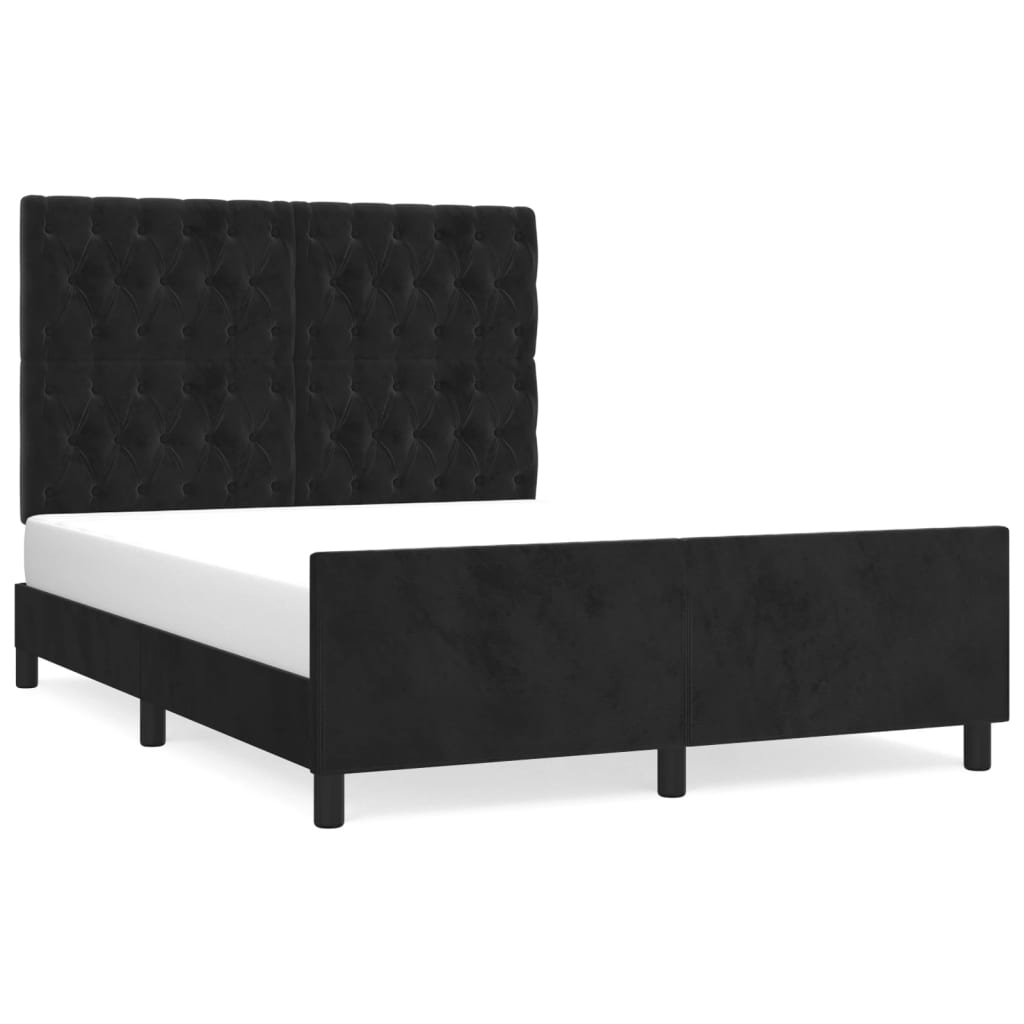 Bed Frame without Mattress Black 137x187 cm Double Velvet