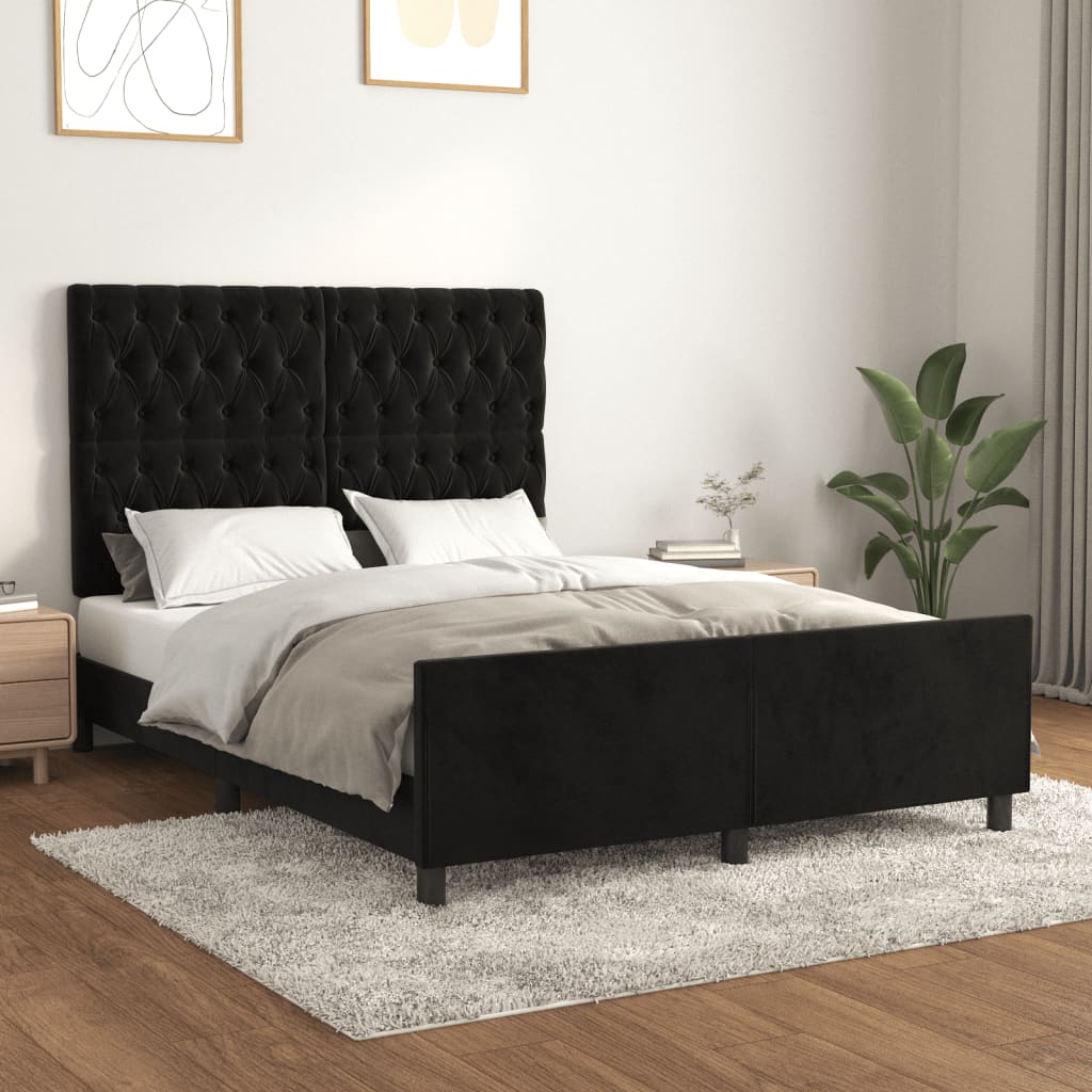 Bed Frame without Mattress Black 137x187 cm Double Velvet