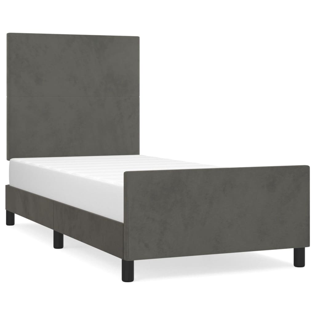 Bed Frame without Mattress Dark Grey 107x203 cm King Single Size Velvet