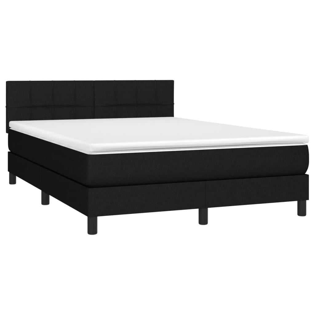 Box Spring Bed with Mattress Black 137x187 cm Double Size Fabric