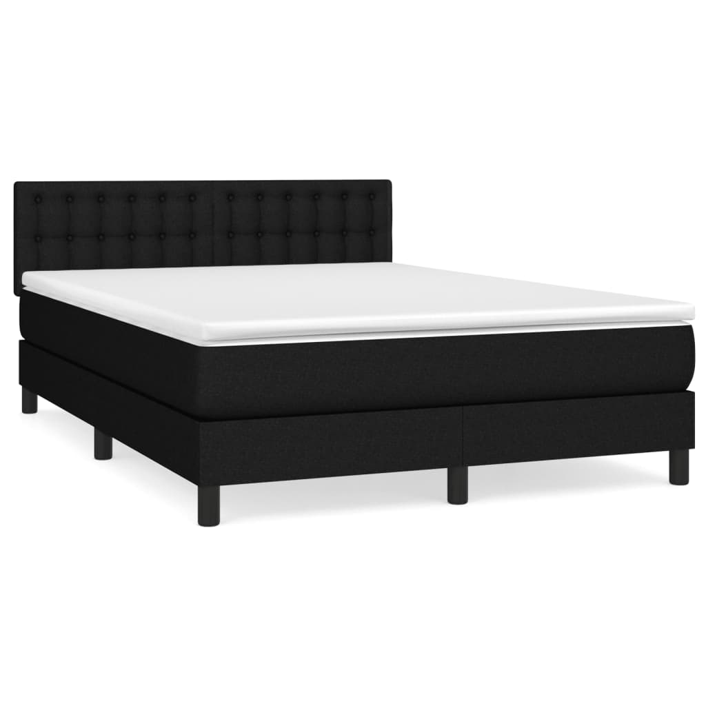 Box Spring Bed with Mattress Black 137x187 cm Double Size Fabric