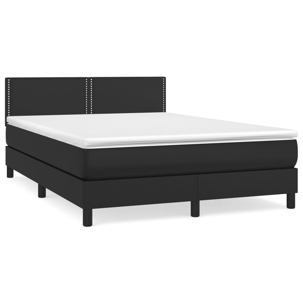 Box Spring Bed with Mattress Black 153x203 cm Queen Size Faux Leather