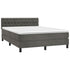 Box Spring Bed with Mattress Dark Grey 137x187 cm Double Size Velvet