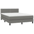 Box Spring Bed with Mattress&LED Dark Grey 137x187 cm Double Size Fabric