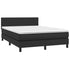 Box Spring Bed with Mattress&LED Black 137x187 cm Double Size Faux Leather