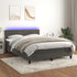 Box Spring Bed with Mattress&LED Dark Grey 137x187 cm Double Size Velvet