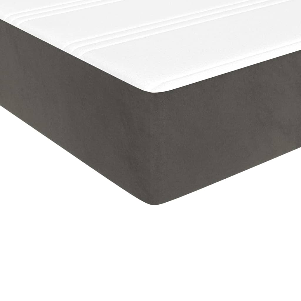 Box Spring Bed with Mattress&LED Dark Grey 137x187 cm Double Size Velvet