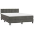 Box Spring Bed with Mattress&LED Dark Grey 137x187 cm Double Size Velvet