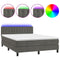 Box Spring Bed with Mattress&LED Dark Grey 137x187 cm Double Size Velvet