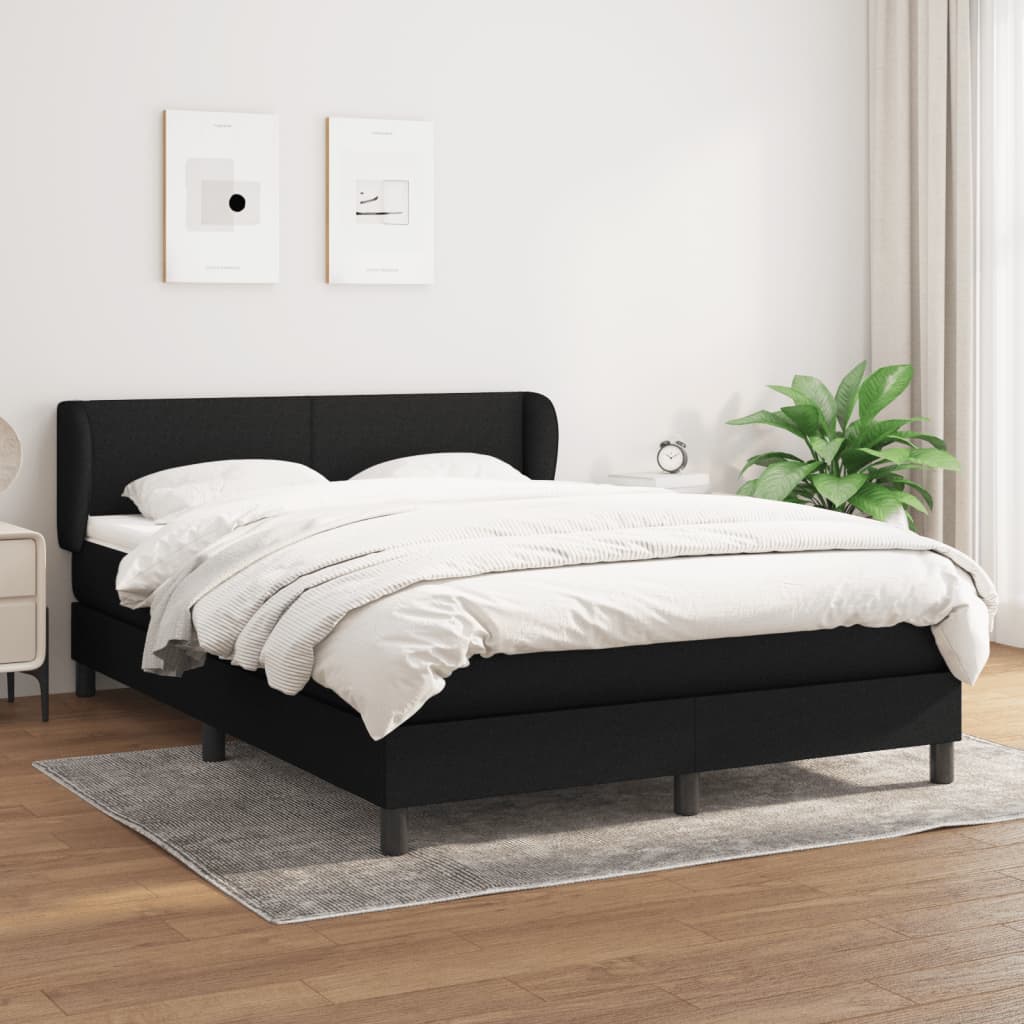 Box Spring Bed with Mattress Black 137x187 cm Double Size Faux Leather