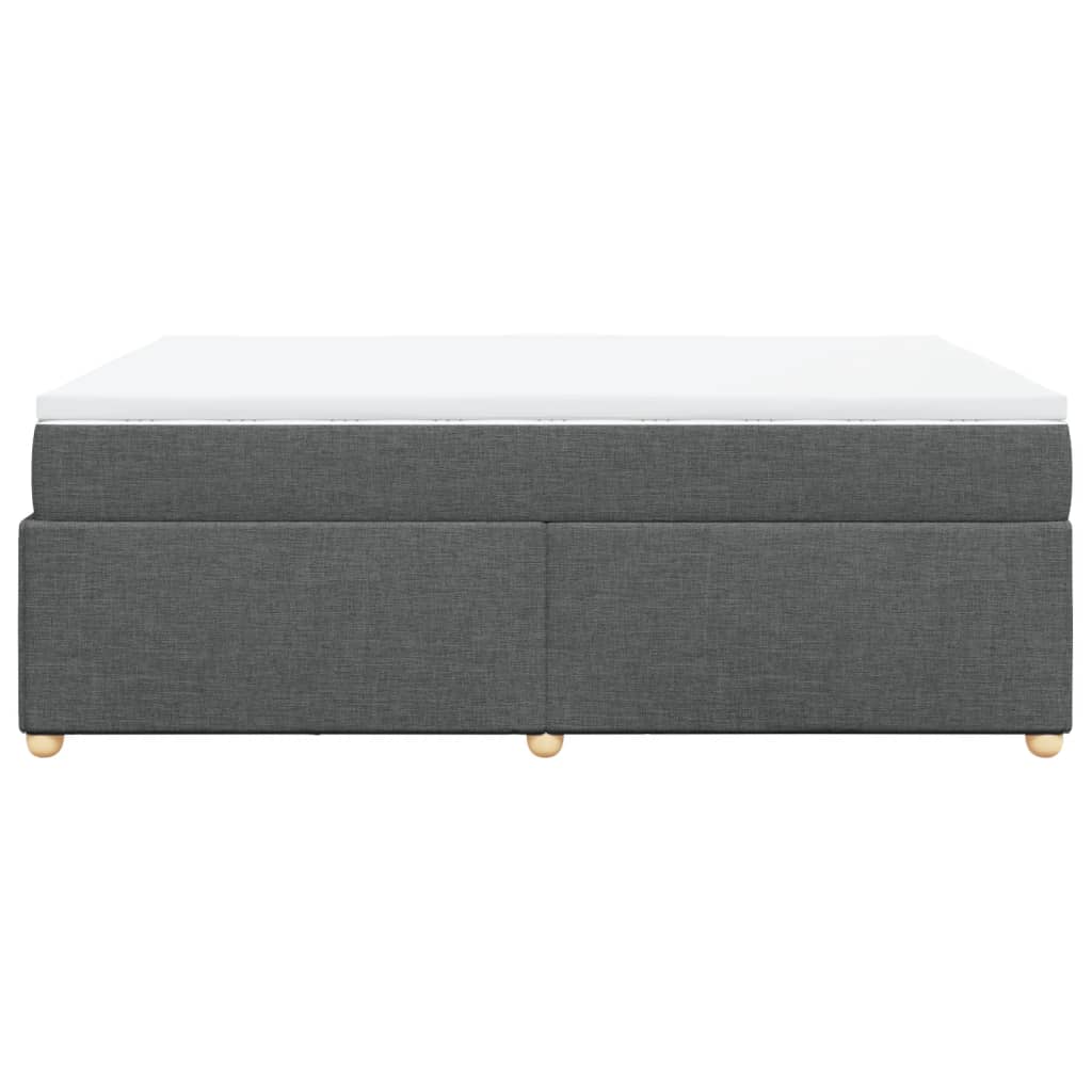 Box Spring Bed with Mattress Dark Grey Double Fabric