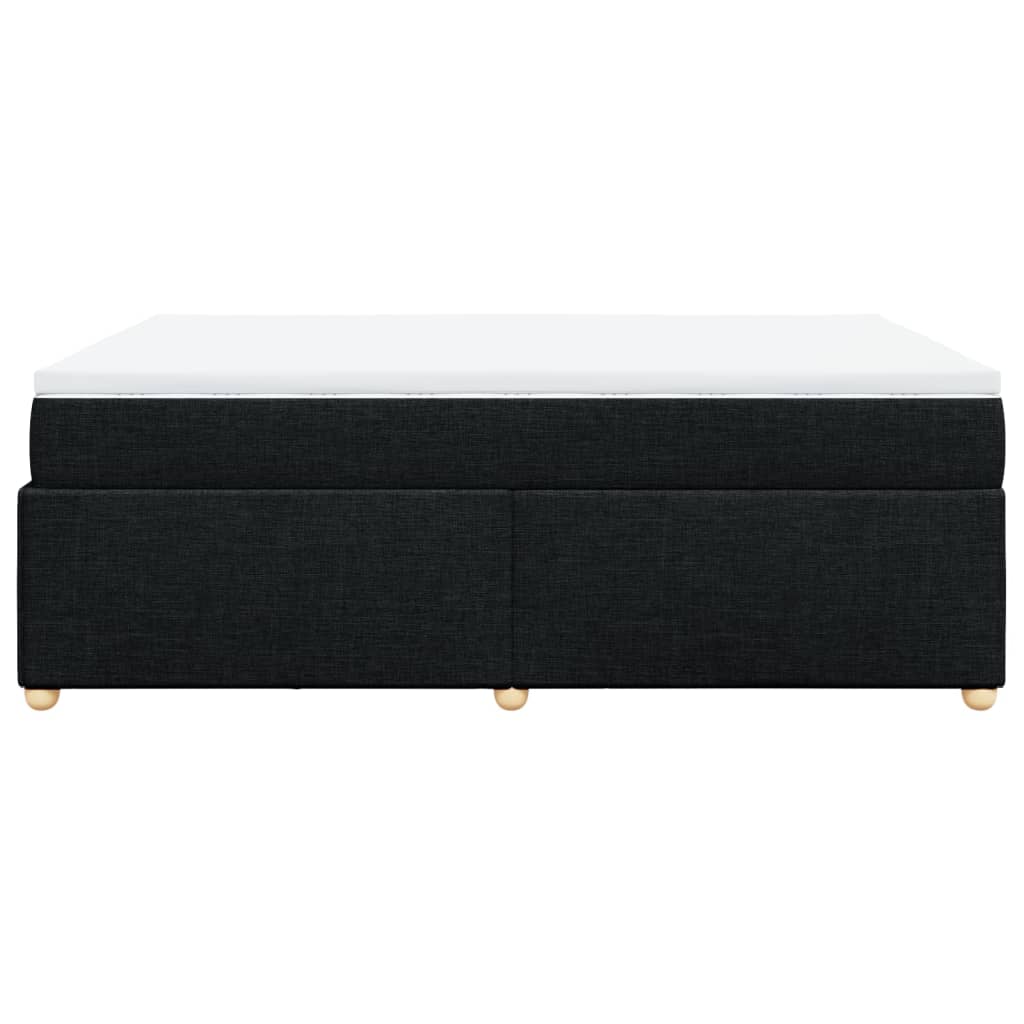 Box Spring Bed with Mattress Black Double Fabric