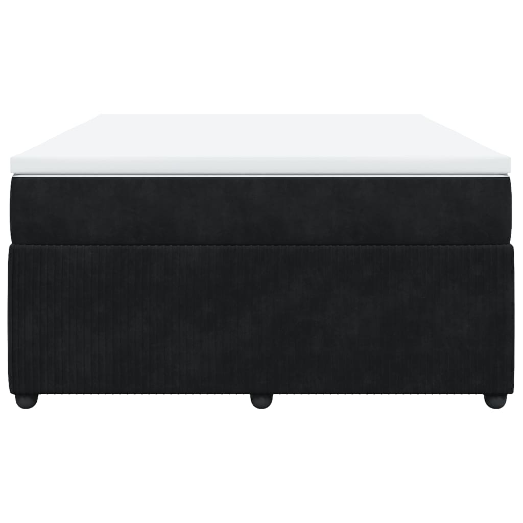 Box Spring Bed with Mattress Black Double Velvet